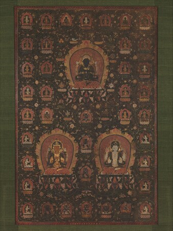 Impression sur toile d’art premium fabriquée en France ou poster encadré. Mandala de Vajradhara, Manjushri et Sadakshari -Lokeshvara...