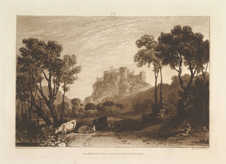 Toile premium fine art fabriquée en France ou affiche encadrée. Le château au-dessus des prés (Liber Studiorum, partie II, planche 8)...
