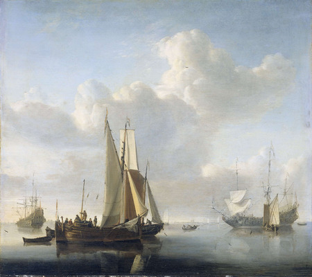 Toile d’art made in France ou affiche encadrée fine art. Navires avant la côte. Navires au large des côtes...