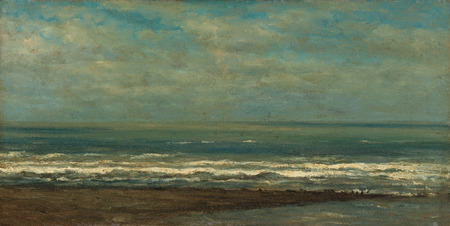 Impression sur toile ou affiche encadrée d'art made in France. Paysage marin près de Heijst. Paysage marin à Heijst. Vagues du surf à la plage, mouettes au-dessus de l'eau...
