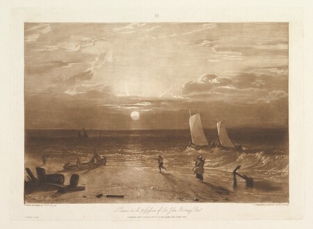 Affiche encadrée premium en France fine art ou toile d’art imprimée. Le Mildmay Sea-Piece (Liber Studiorum, partie VIII, planche 40)...