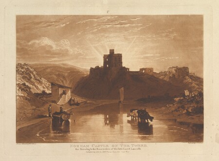 Affiche encadrée premium fine art fabriquée en France ou toile d’art imprimée. Château de Norham sur le Tweed (Liber Studiorum, partie XII, planche 57)...