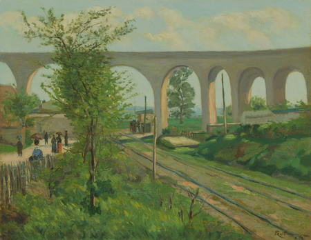Poster encadré ou toile tendue sur châssis fabriquée en France. L'aqueduc d'Arcueil au passage à niveau de Sceaux...