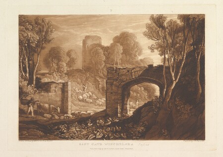 Impression premium fine art en France sur toile ou poster encadré. East Gate, Winchelsea, Sussex (Liber Studiorum, partie XIV, planche 67)...