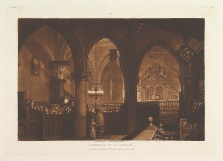 Impression fine art sur toile ou poster encadré fabriqué en France. Intérieur d'une église (Liber Studiorum, partie XIV, planche 70)...