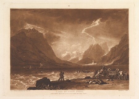 Poster encadré ou toile HD imprimée fabrication française. Lac de Thoune, Suisse (Liber Studiorum, partie III, planche 15)...