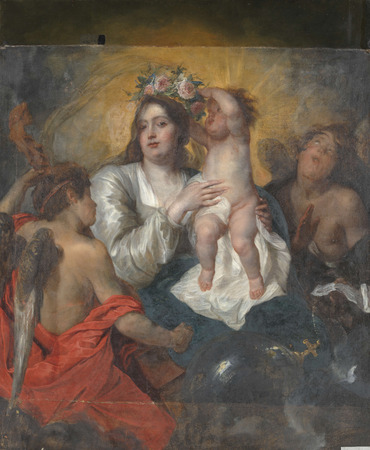 Affiche encadrée d'art fabriquée en France ou toile imprimée. La Vierge couronnée par l'Enfant Jésus, le Rédempteur. La Glorification de Marie...