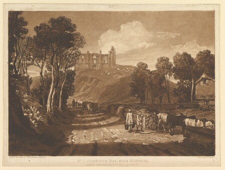 Poster HD encadré ou toile d'art imprimée en France. St. Catharine's Hill près de Guilford (Liber Studiorum, partie VII, planche 33)...