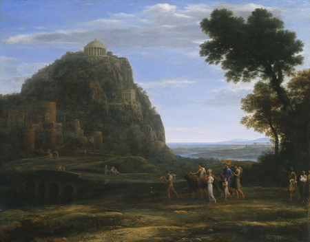 Tirage fine art sur toile made in France ou affiche encadrée. Vue de Delphes avec une procession. Claude Gellée est un peintre français du XVIIème et du XVIIIème siècle...