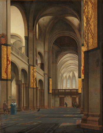 Poster made in France encadré ou toile imprimée. La Nef et le Chœur de la Mariakerk à Utrecht. La nef et le chœur de la Mariakerk à Utrecht, vus de l'ouest...