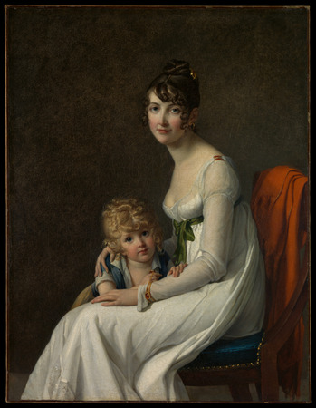 Impression d'art française sur toile ou poster encadré. Madame Philippe Panon Desbassayns de Richemont (Jeanne Eglé Mourgue, 1778–1855) and Her Son, Eugène (1800–1859)...