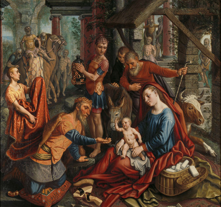 Poster made in France fine art ou toile encadrée. L'Adoration des Mages. Panneau central d'un triptyque représentant l'Adoration des Mages...