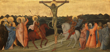 Tirage fine art en France sur toile ou poster encadré. La crucifixion. La Crucifixion. Christ en croix dans un paysage vallonné...