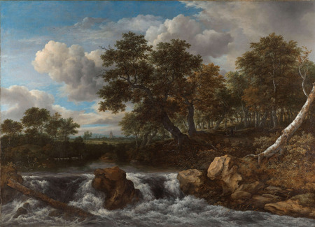 Affiche encadrée en France de qualité fine art ou toile imprimée. Paysage avec cascade...
