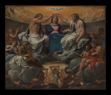 Impression d’art ou poster encadré fabriqué en France. Le couronnement de la Vierge. Annibale Carracci est un peintre italien du XVIIème siècle...