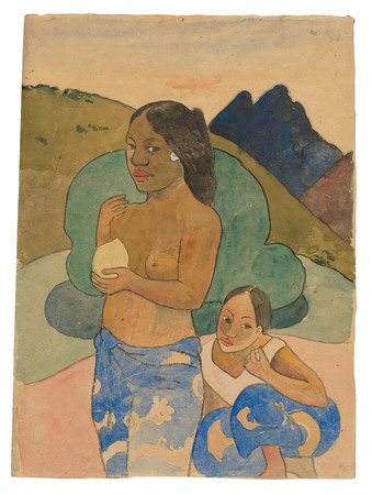 Impression d’art en France sur toile ou poster encadré. Deux femmes tahitiennes dans un paysage...