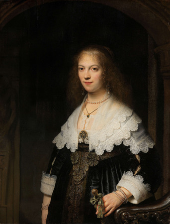 Affiche encadrée de qualité fine art made in France ou toile imprimée. Portrait de femme, peut-être Maria Trip. Ce tableau de Rembrandt est un portrait...