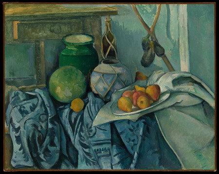 Affiche encadrée fine art made in France ou toile imprimée. Nature morte avec un pot de gingembre et des aubergines...