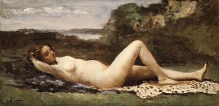 Impression française sur toile fine art ou poster encadré. Bacchante dans un paysage...
