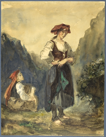 Affiche encadrée haut de gamme fabriquée en France ou toile d’art. Paysannes de la Région des Eaux-Bonnes...