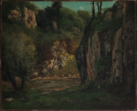Impression d’art made in France ou affiche encadrée premium. Le ruisseau caché. De 1873 jusqu'à sa mort en 1877, Courbet a vécu en exil volontaire en Suisse...