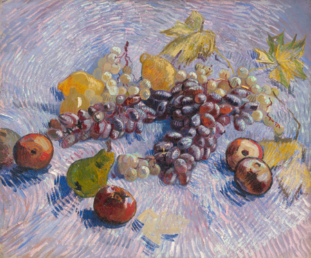 Impression d’art sur toile premium made in France ou poster encadré. Raisins, citrons, poires et pommes...