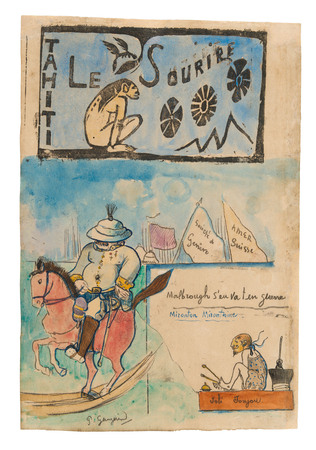 Poster fine art premium made in France ou toile imprimée. Caricatures de Gauguin et du gouverneur Gallet, avec coiffe de Le sourire...