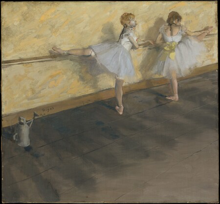 Poster fine art premium made in France ou toile imprimée. Danseurs s'exerçant à la barre...