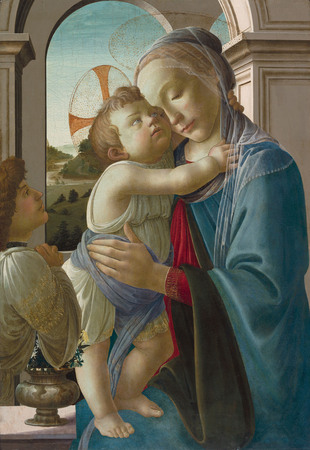Affiche encadrée d’art premium en France ou toile fine art imprimée. Vierge à l'enfant avec un ange...