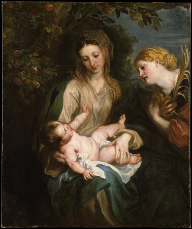 Toile premium fine art fabriquée en France ou affiche encadrée. Vierge à l'Enfant avec sainte Catherine d'Alexandrie...