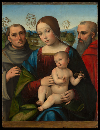 Toile fine art haut de gamme made in France ou affiche encadrée. Vierge à l'enfant avec les saints François et Jérôme...