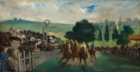 Affiche encadrée haut de gamme fine art fabriquée en France ou toile d’art. Les Courses à Longchamp...