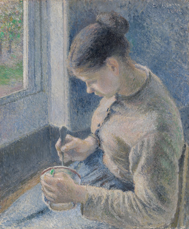 Impression fine art haut de gamme fabriquée en France sur toile ou poster encadré. Jeune paysanne prenant son café...