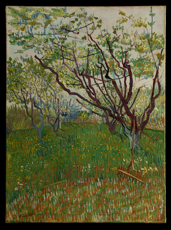 Impression haut de gamme fine art sur toile made in France ou poster encadré. Le verger fleuri. L'arrivée du printemps à Arles en 1888 trouva Van Gogh « en furie du travail »...