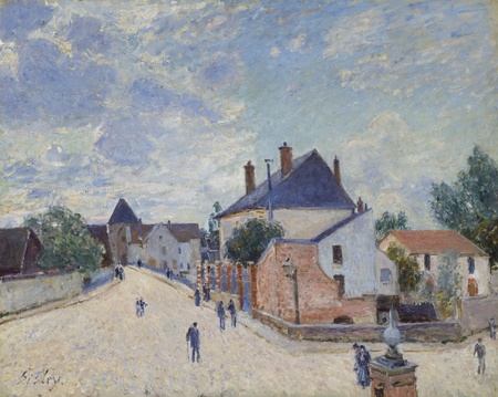 Poster fine art made in France haut de gamme ou toile imprimée. Rue à Moret. Moret-sur-Loing est l'un des lieux favoris du peintre franco-britannique Alfred Sisley...