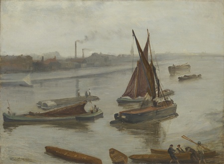 Toile fine art premium en France imprimée ou affiche encadrée. Gris et argent : Old Battersea Reach. James McNeill Whistler a peint des sujets marins tout au long de sa carrière...