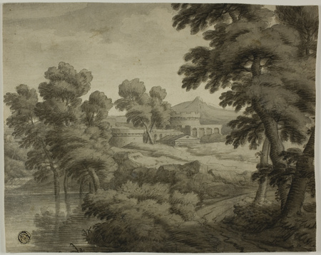 Impression d’art haut de gamme made in France sur toile ou poster encadré. Paysage à l'italienne avec château, arbres et eau en premier plan...
