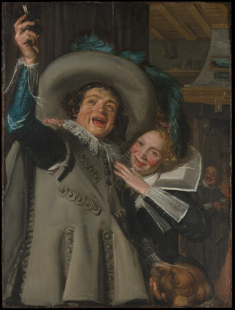 Affiche encadrée premium fabriquée en France ou toile fine art haut de gamme. Jeune homme et femme dans une auberge...