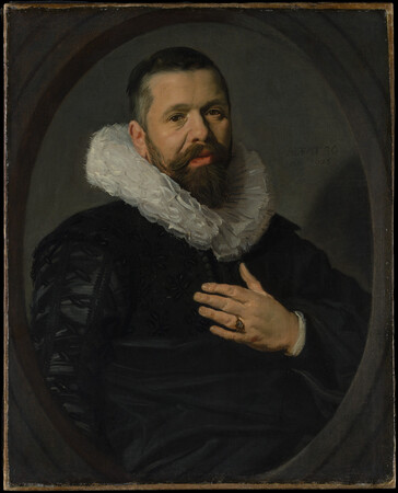 Poster premium fine art fabriqué en France ou toile d’art imprimée. Portrait d'un homme barbu avec une collerette...