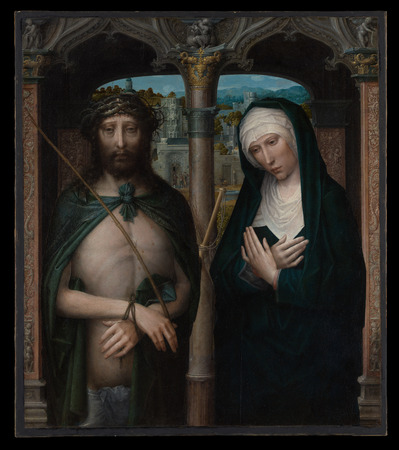 Poster premium haut de gamme en France ou toile d’art imprimée. Le Christ couronné d'épines (Ecce Homo) et la Vierge en deuil...