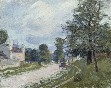 Affiche encadrée premium en France fine art ou toile imprimée. Un virage sur la route. Cette oeuvre d’Alfred Sisley est un paysage...