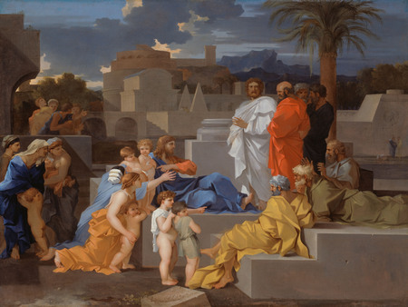 Poster premium fabriqué en France fine art ou toile d’art imprimée. Christ recevant les enfants...