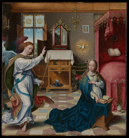 Toile premium fine art made in France ou affiche encadrée d’art. L'Annonciation. Joos van Cleve peint ici l’Annonciation...