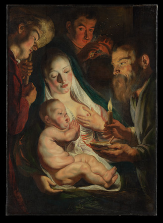 Poster premium fine art made in France ou toile d’art haut de gamme. La Sainte Famille avec les bergers...