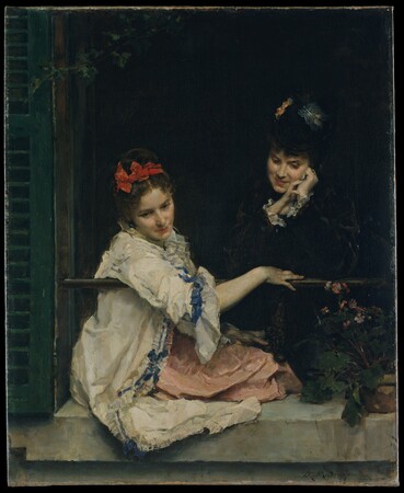 Poster premium fabriqué en France fine art ou toile d’art imprimée. Filles à une fenêtre...