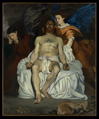 Poster fine art premium fabriqué en France ou toile d’art imprimée. Le Christ mort avec des anges. Manet explicite l’inspiration de ce tableau en lui-même...
