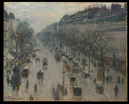 Impression de poster encadré ou toile d’art made in France. Le boulevard Montmartre un matin d'hiver...