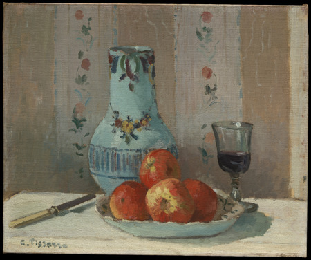 Affiche encadrée de qualité ou toile fine art made in France. Nature morte aux pommes et au pichet...