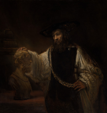 Impression fine art premium sur toile ou affiche encadrée. Aristote au buste d'Homère. Cette oeuvre fait partie des plus célèbres de toute la collection de Rembrandt...