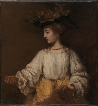 Toile d’art made in France ou affiche encadrée fine art. Flore. Rembrandt a peint deux toiles dont le personnage principal était Flora, la déesse romaine des fleurs...